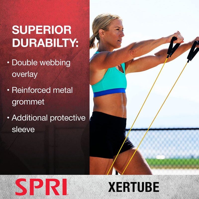 اس بي ار اي أربطة مقاومة SPRI Xertube بمقابض - تُباع جميع أسلاك التمارين بشكل منفصل مع خيار مرفق مرساة الباب للتمارين الرياضية المنزلية واللياقة البدنية - Image 5